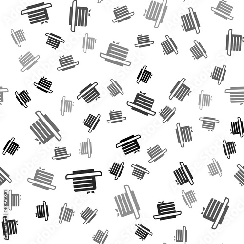 Black Medovik icon isolated seamless pattern on white background. Honey layered cake or russian cake Medovik on plate. Vector.