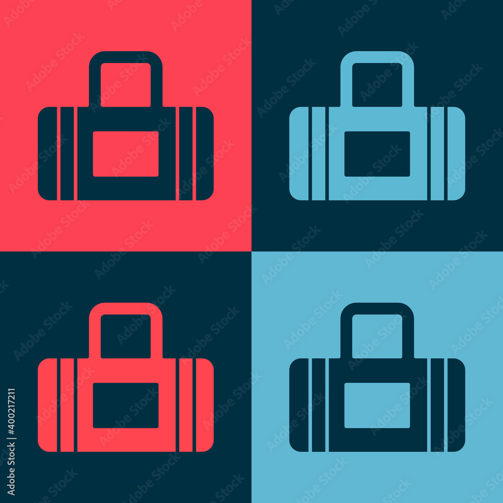 Fototapeta premium Pop art Sport bag icon isolated on color background. Vector.