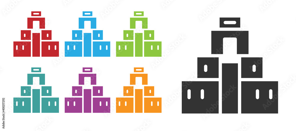 Black Chichen Itza in Mayan icon isolated on white background. Ancient Mayan pyramid. Famous monument of Mexico. Set icons colorful. Vector. Black Chichen Itza in Mayan icon isolated on white background. Ancient Mayan pyramid. Famous monument of Mexico. Set icons colorful. Vector.