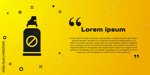 Black Spray against insects icon isolated on yellow background. Vector.