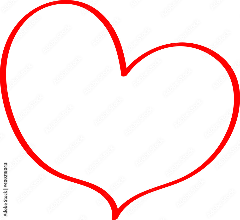 Red heart - outline drawing for an emblem or logo. Template for greeting card for Valentine's Day.