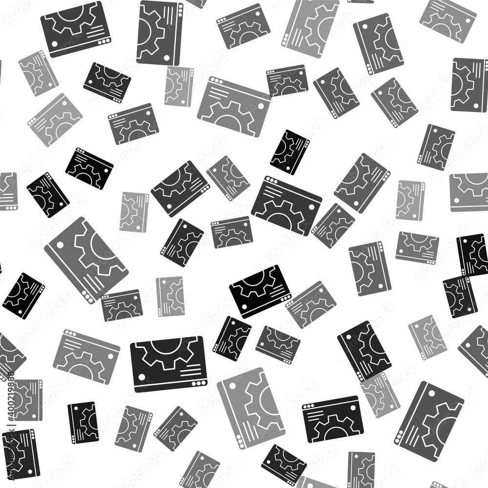 Black Browser setting icon isolated seamless pattern on white background. Adjusting, service, maintenance, repair, fixing. Vector. Black Browser setting icon isolated seamless pattern on white background. Adjusting, service, maintenance, repair, fixing. Vector.