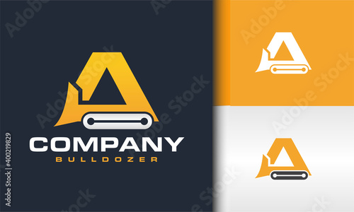 initials A bulldozer logo