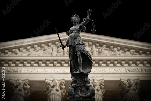 Justilia, Lady Justice or Themis statue infront of the Supreme Court of U.S. photo