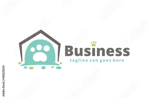 house cute dog footprint logo