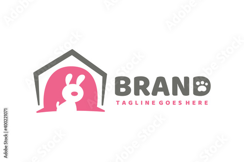 cute dog house logo