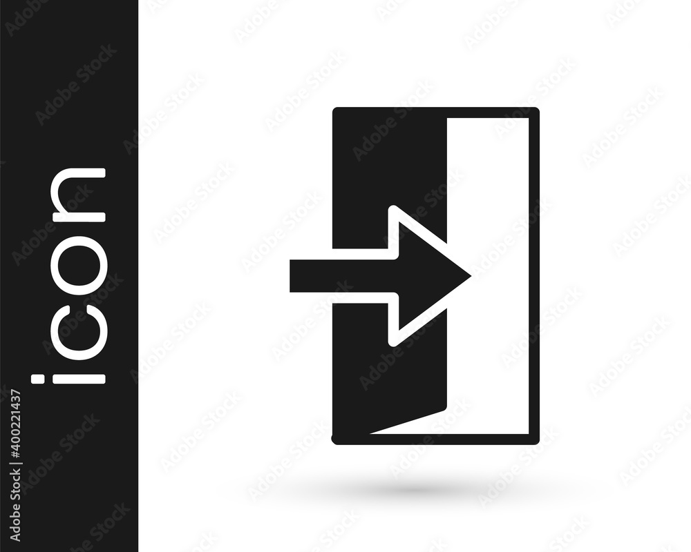 Black Fire exit icon isolated on white background. Fire emergency icon. Vector. Black Fire exit icon isolated on white background. Fire emergency icon. Vector.