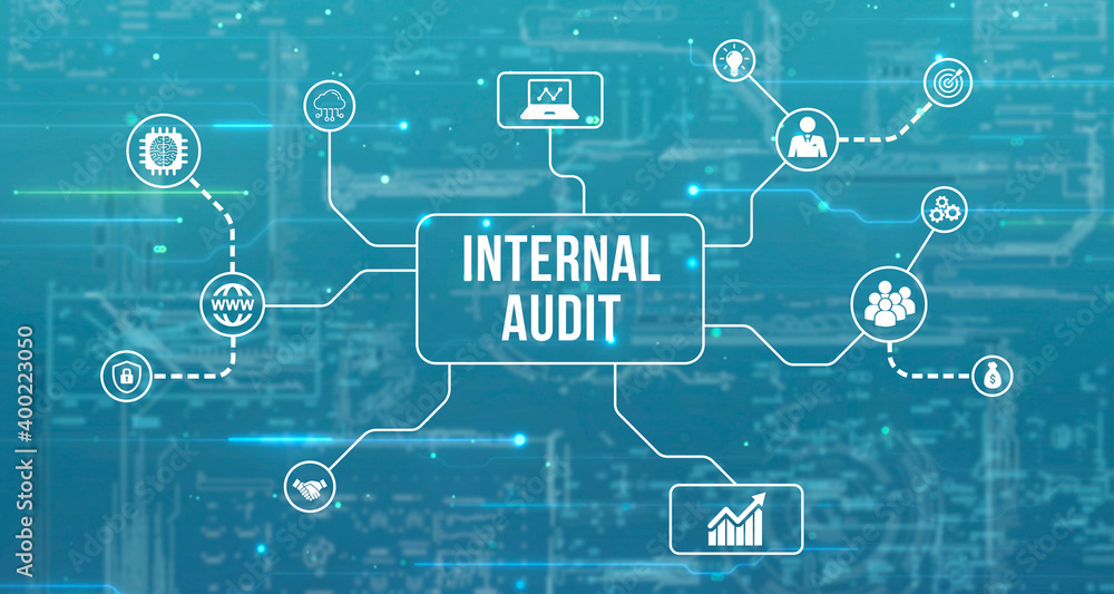 Internet, business, Technology and network concept.virtual screen of the future and sees the inscription: Internal audit