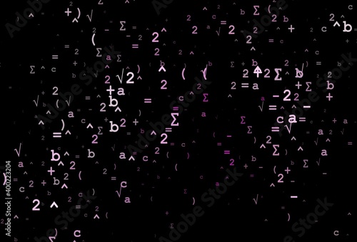 Dark Purple vector background with Digit symbols.