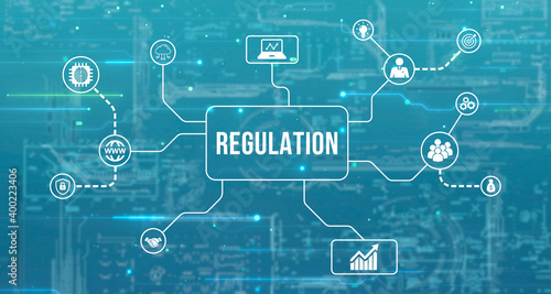 Internet, business, Technology and network concept. Regulation Compliance Rules Law Standard.