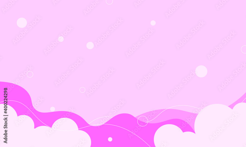 Abstract pink wave, cloud and circle background.