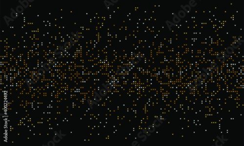 Glitter dots background. Abstract doted pattern on black background. Universe and Space concept. Vector illustration.