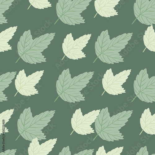 Pastel palette spring botanic seamless pattern with leaf shapes. Green light tones artwork. © smth.design