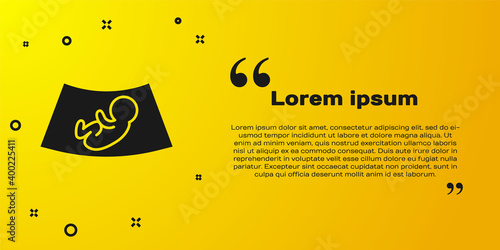 Black Ultrasound of baby icon isolated on yellow background. Fetus. Vector.