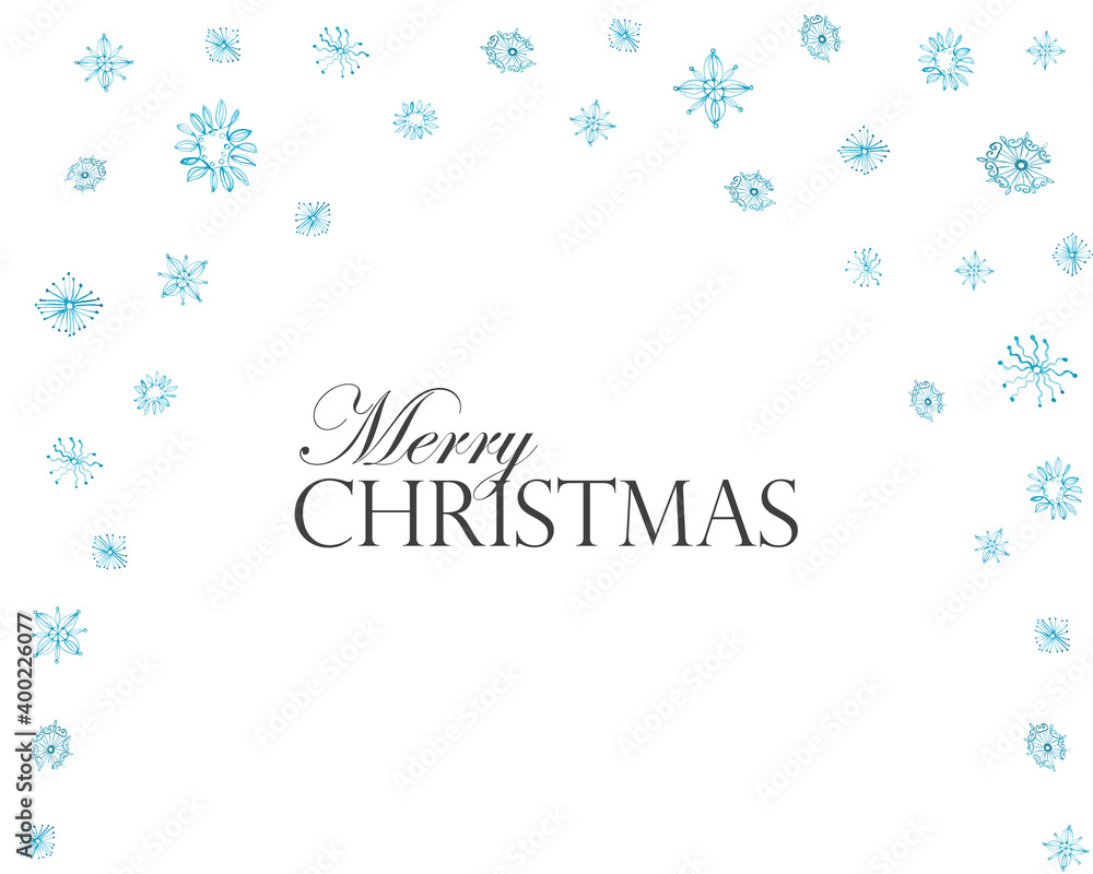 Watercolor hand painted nature winter holiday frame with blue different snowflakes composition with merry christmas text isolated on the white background for new year card Watercolor hand painted nature winter holiday frame with blue different snowflakes composition with merry christmas text isolated on the white background for new year card