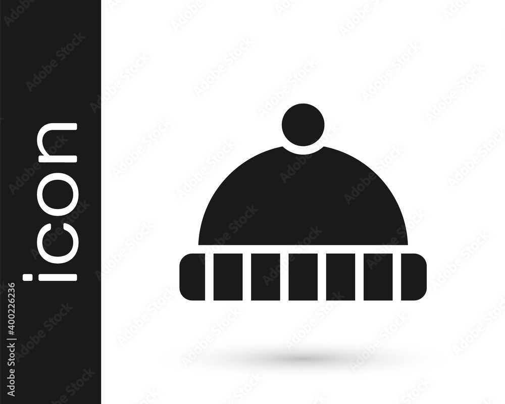 Black Winter hat icon isolated on white background. Vector. Black Winter hat icon isolated on white background. Vector.