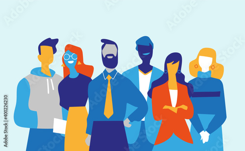 Squadra di professionisti di successo fatta di uomini e donne