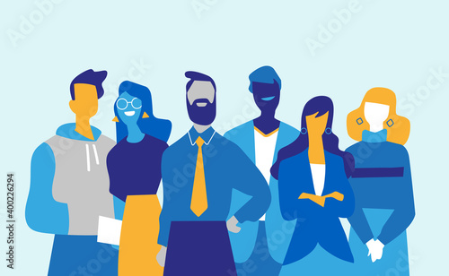 Squadra di professionisti di successo fatta di uomini e donne