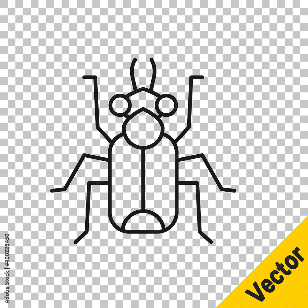 Black line Beetle bug icon isolated on transparent background. Vector. Black line Beetle bug icon isolated on transparent background. Vector.