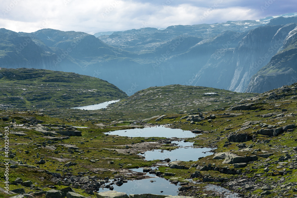 Mountain lake in tundra summer landscape, Norway