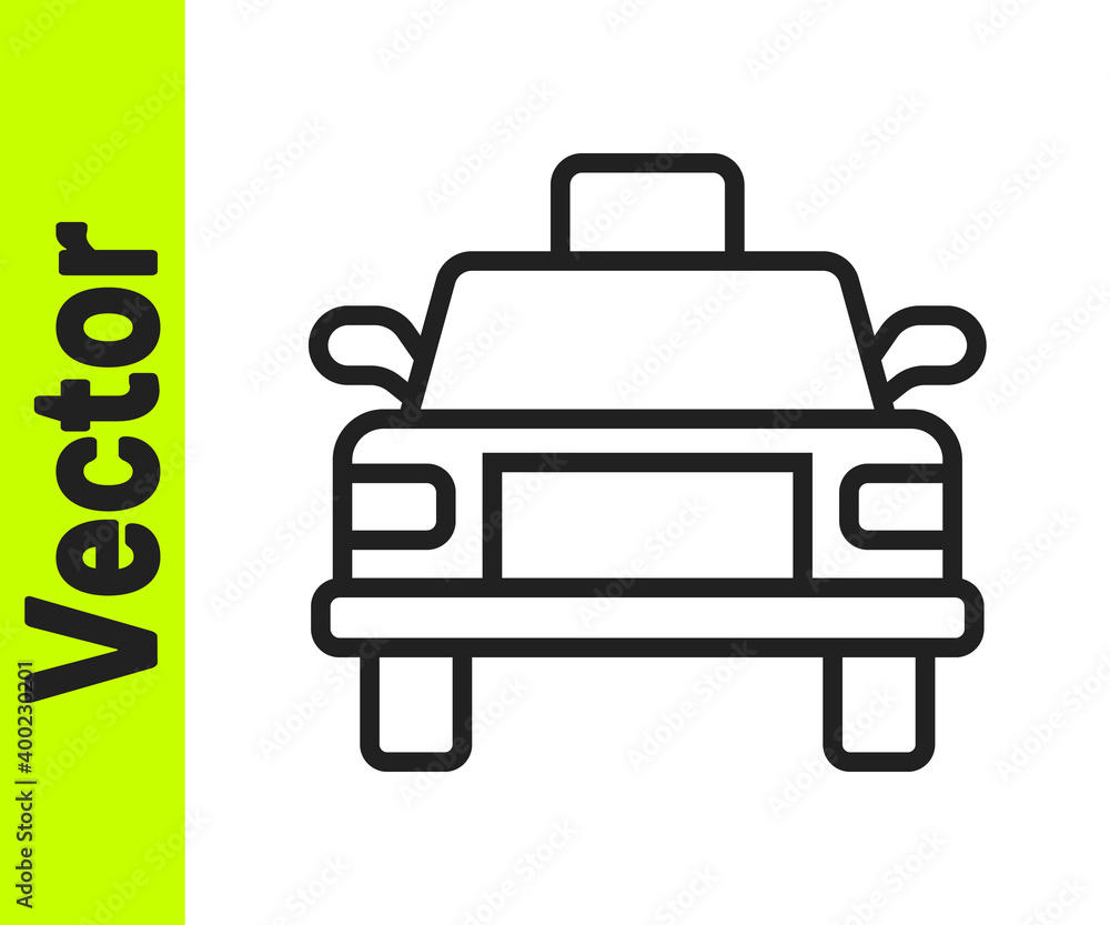 Black line Taxi car icon isolated on white background. Vector. Black line Taxi car icon isolated on white background. Vector.