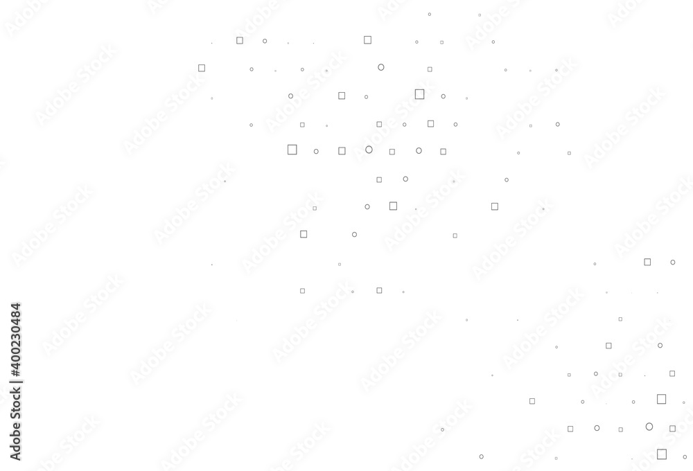 Light Silver, Gray vector background with circles, rectangles.