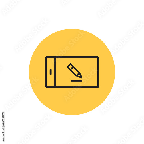 Isolated smartphone computers tecnology online yellow logo- Vector