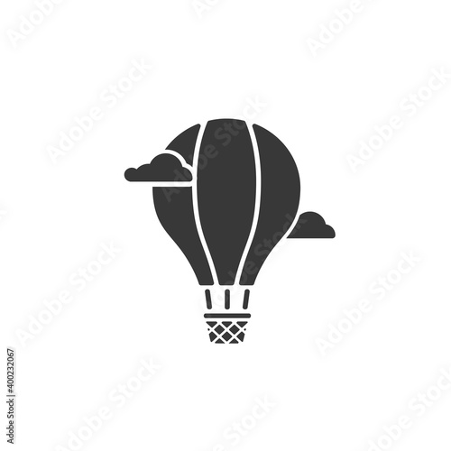 Hot air balloon glyph icon. Aerostat. Silhouette symbol. Negative space. Vector isolated 