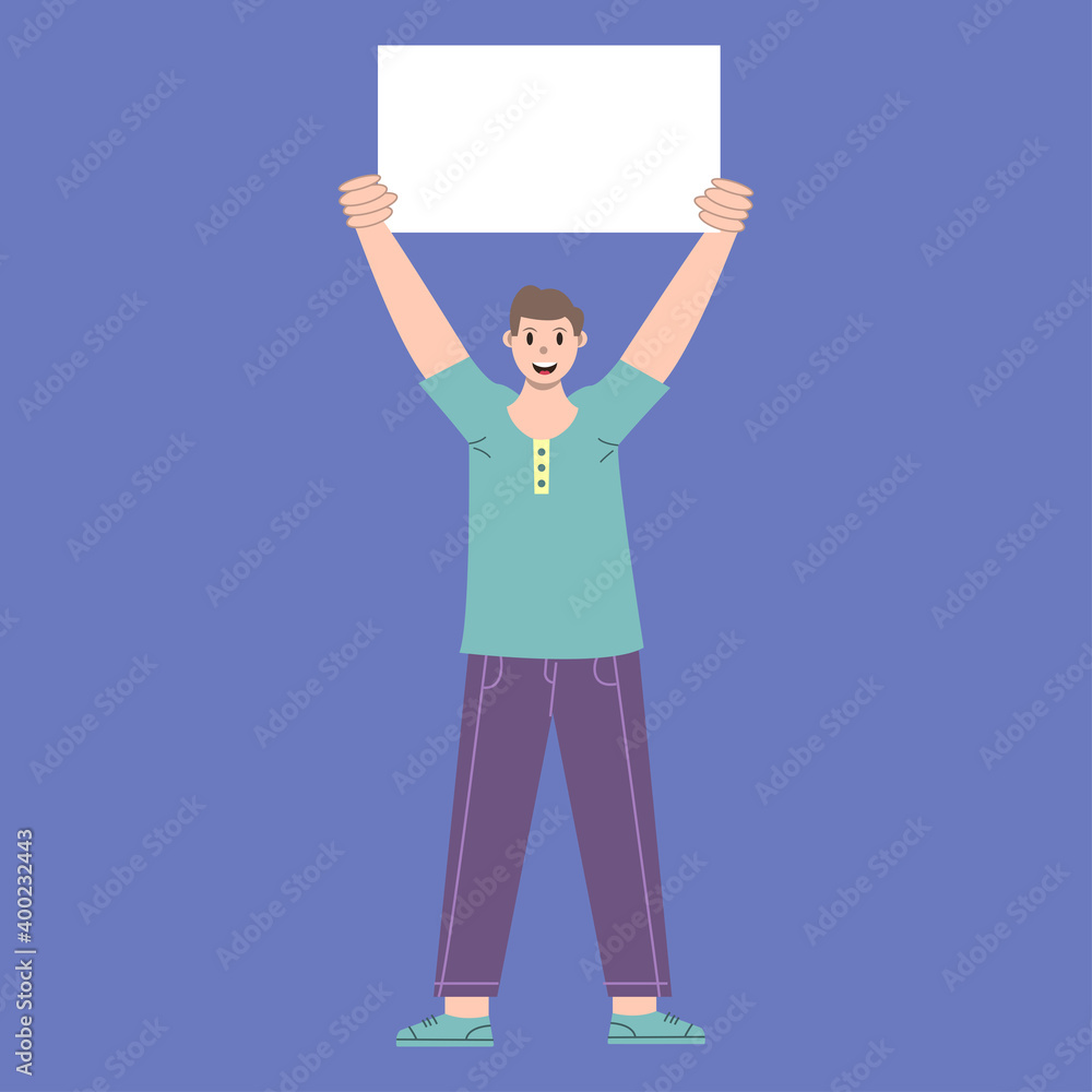 Illustration vector graphic of man cartoon character with paper holding pose in flat design. Business concept. Blue background. Perfect for business promotion, management, marketing. Illustration vector graphic of man cartoon character with paper holding pose in flat design. Business concept. Blue background. Perfect for business promotion, management, marketing.
