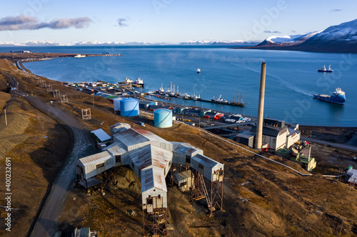 Longyearbyen from above, Svalbard, Norway