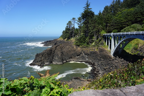 Otter Crest loop bridge on the Oregon coast highway 101 photo