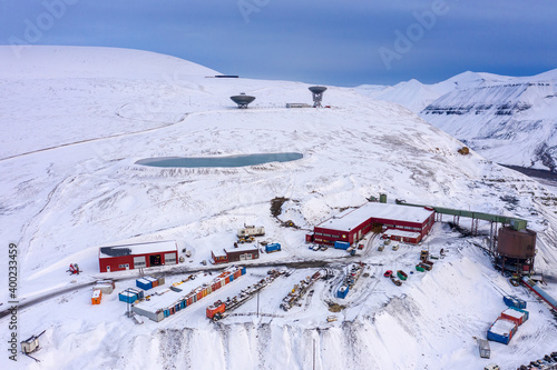 Mine and EISCAT from above, Svalbard, Norway
 photo