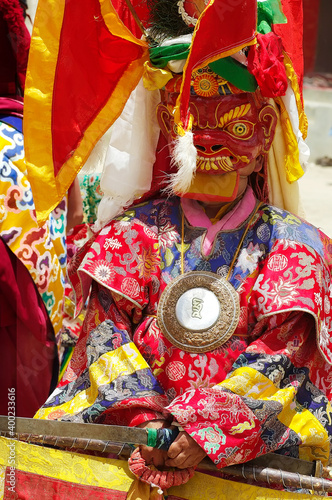 Tibetan dance Cham (tsam), Tibetan masks of gods and demons, Tibetan Buddhism, Tibet, Ladakh