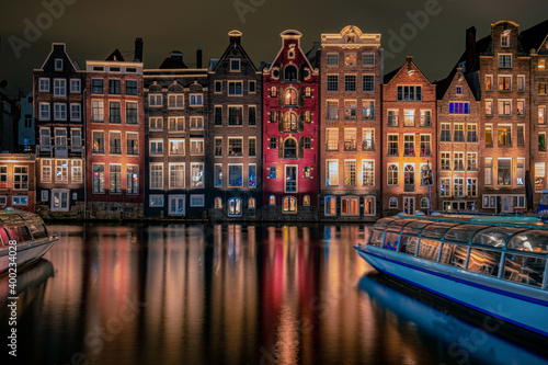 Photography Amsterdam canals in the evening light, Dutch canals in Amsterdam Holland Netherlands during winter time in the Netherlands