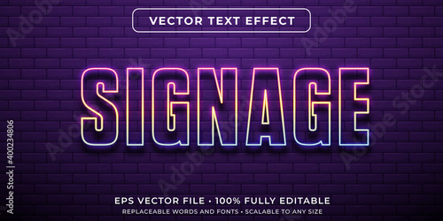 Editable text effect in neon signage style