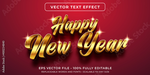 Editable text effect in golden happy new year style