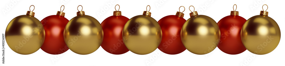 Gold and red Christmas balls. 3D render for card. Gold and red Christmas balls. 3D render for card.