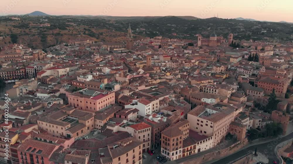 Aerial panorama of Slamanca gothic town in sunset light. Aerial panorama of Slamanca gothic town in sunset light.