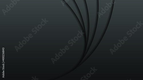 Black Abstract Paper Cut Background Vector Shadows 3D Smooth Objects Modern Design