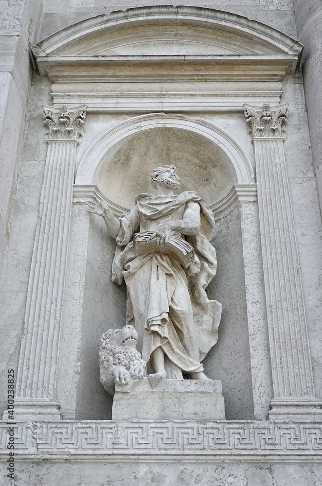 Statue of Saint Jerome Eusebius Sophronius Hieronymus. Church Chiesa