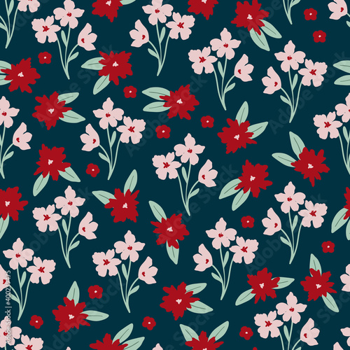 Wallpaper Mural Seamless pattern with hand drawn flowers, florals,pumpkins, abstract elements. Repeating background for wrapping paper, fabric,textile, stationary products decoration. Torontodigital.ca