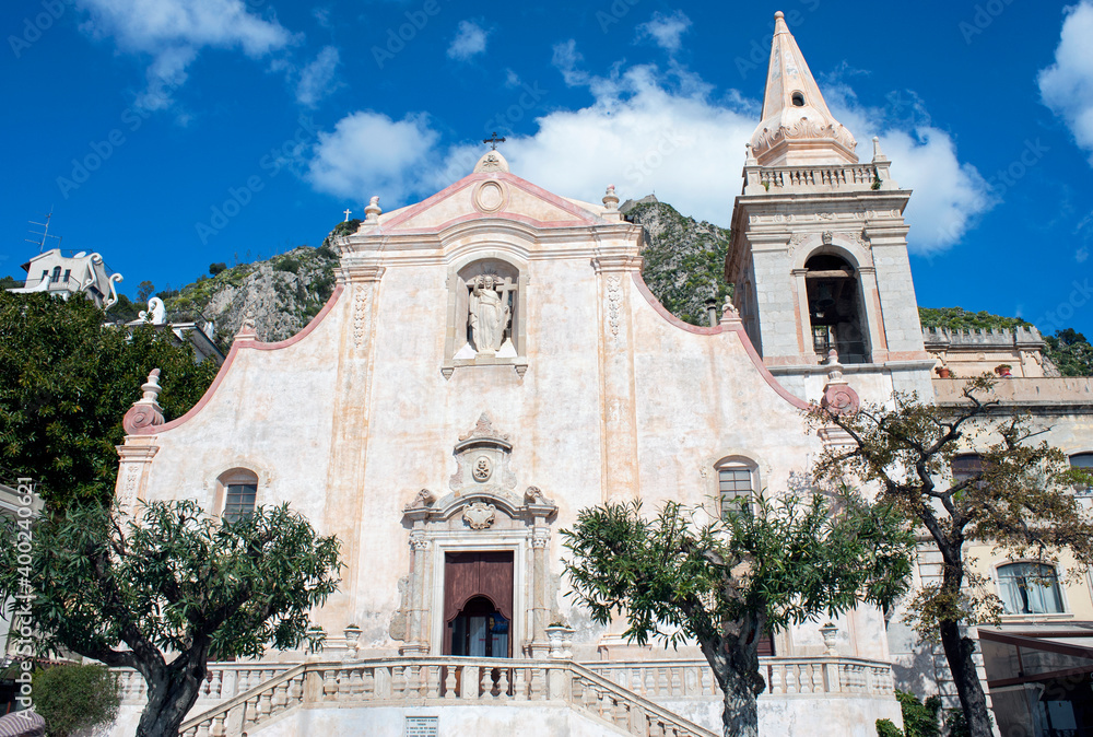 View of the church of San Giuseppe, Taormina, Sicily, Italy.