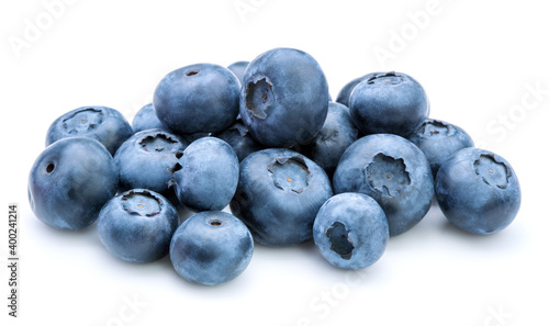 heap of fresh blueberries isolated on white background