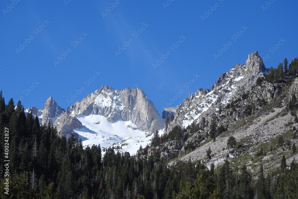 Matterhorn Peak, Craggy Alps, Sawtooth Ridge located in the Sierra Nevada Mountains above Twin Lakes in Inyo National Forest, Mono County, California.
