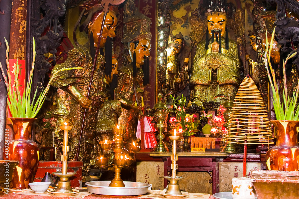 Buddha statue with altar in the Jade Pagoda, Ho Chi Minh City, Saigon, Vietnam, Southeast Asia, Asia