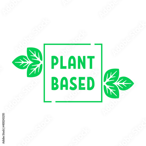 green plant based logo in thin line frame
