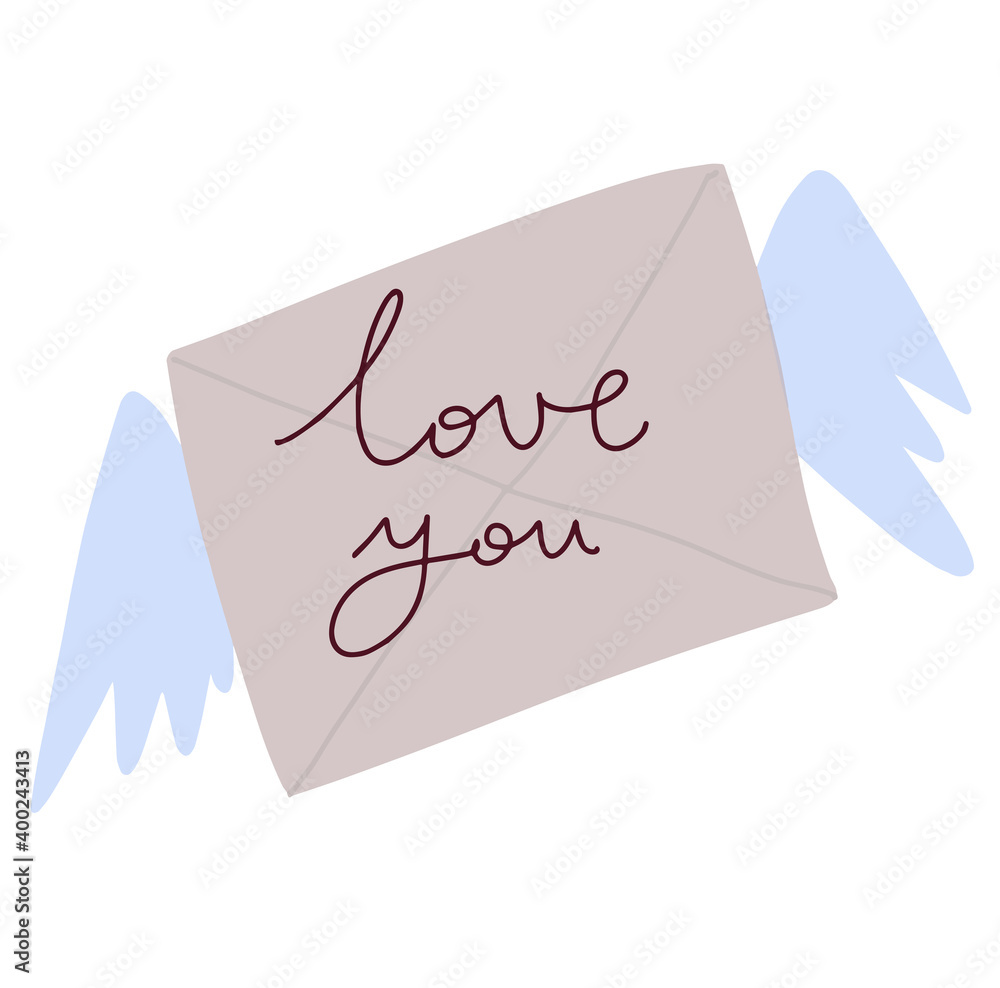 Envelope with wings like Cupid Sending love and hearts. Valentine's Day. letter icon symbol simple abstract on red background. vector. Envelope with wings like Cupid Sending love and hearts. Valentine's Day. letter icon symbol simple abstract on red background. vector.