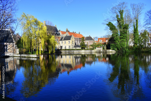 reflection of houses on the river belgica