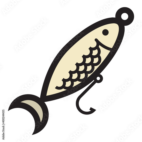 Hobby Fishing Hook Bait Flat Icon Isolated On White Background