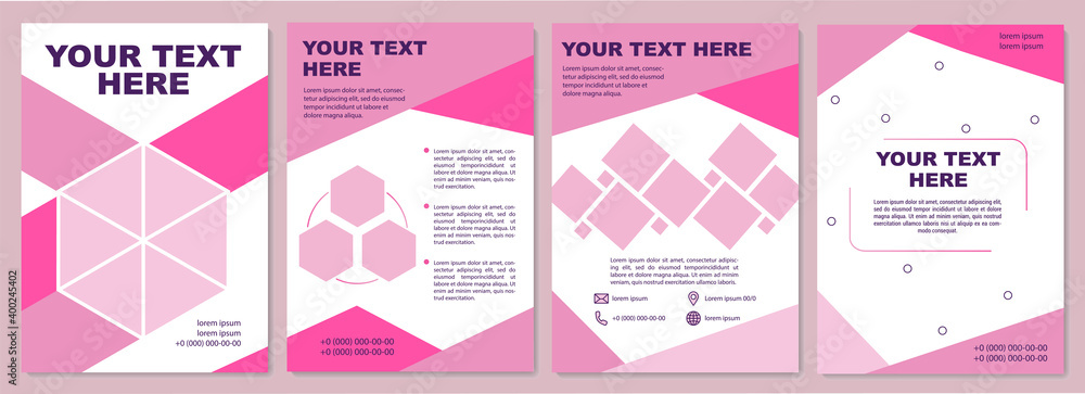 Pink business brochure template in minimalistic style. Flyer, booklet, leaflet print, cover design with text space. Vector layouts for magazines, annual reports, advertising posters Pink business brochure template in minimalistic style. Flyer, booklet, leaflet print, cover design with text space. Vector layouts for magazines, annual reports, advertising posters